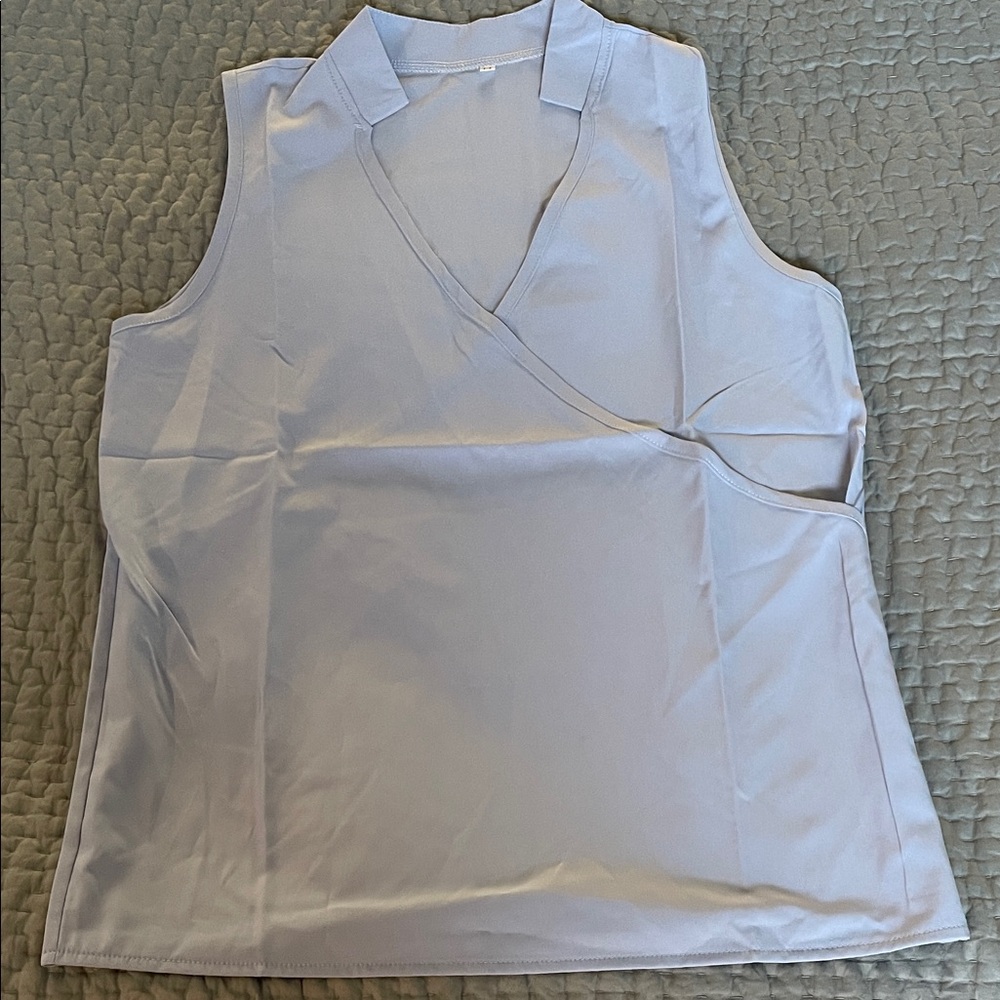 Sleeveless baby blue top